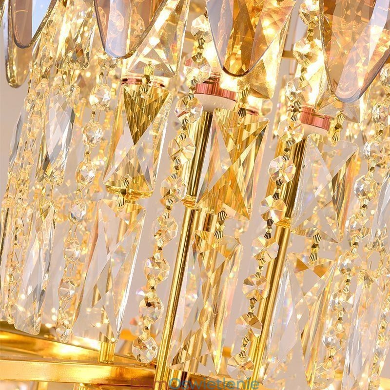 Stożkowa kryształowa lampa wisząca Duplex dekoracyjna lampa sufitowa 80 cm