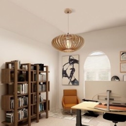 Lampa sufitowa z drewna lipowego 17 cm owalny klosz z drewna