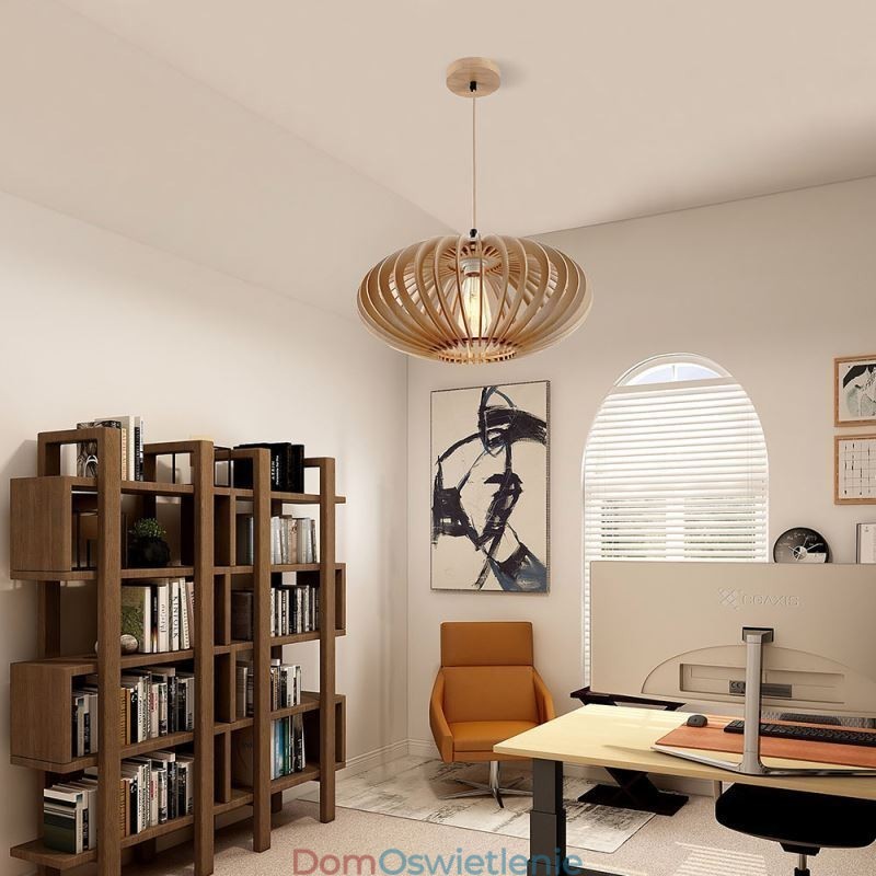 Lampa sufitowa z drewna lipowego 17 cm owalny klosz z drewna