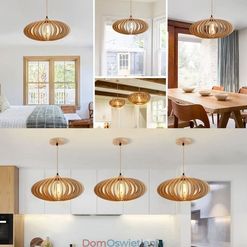 Lampa sufitowa z drewna lipowego 17 cm owalny klosz z drewna