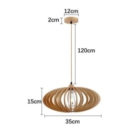 Lampa sufitowa z drewna lipowego 17 cm owalny klosz z drewna