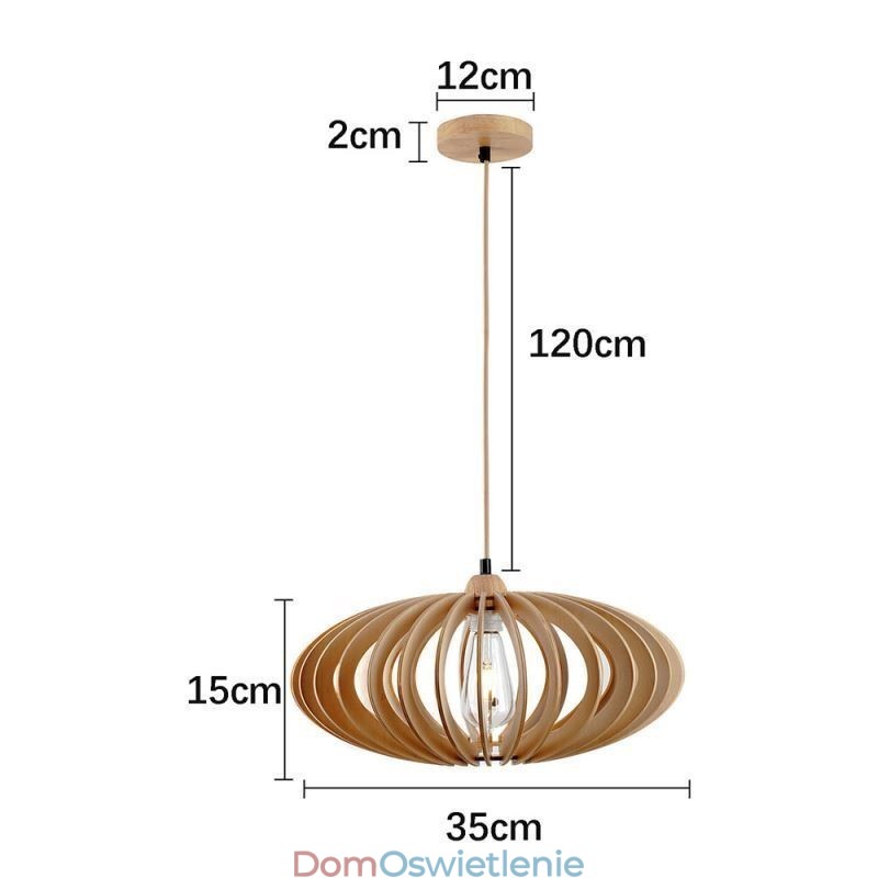 Lampa sufitowa z drewna lipowego 17 cm owalny klosz z drewna