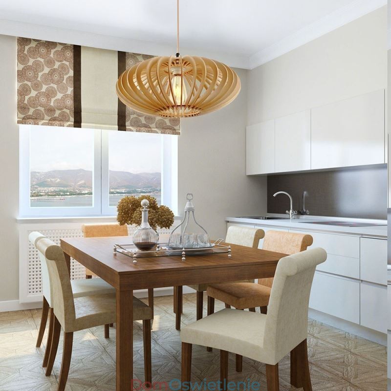 Lampa sufitowa z drewna lipowego 17 cm owalny klosz z drewna