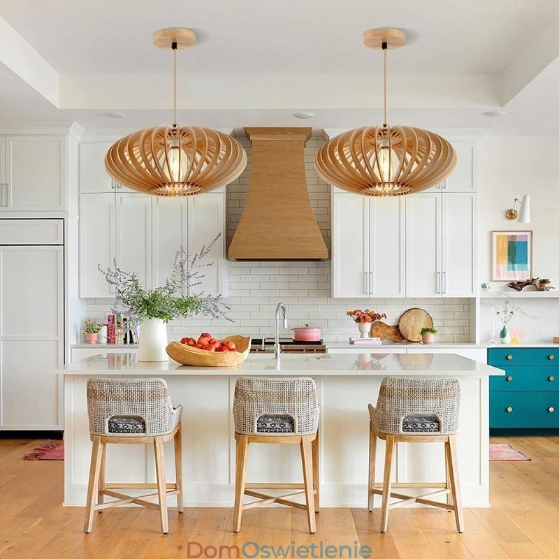 Lampa sufitowa z drewna lipowego 17 cm owalny klosz z drewna