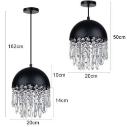 Kryształowy wisiorek Tassel lampa sufitowa czarny klosz do pokrywki garnka