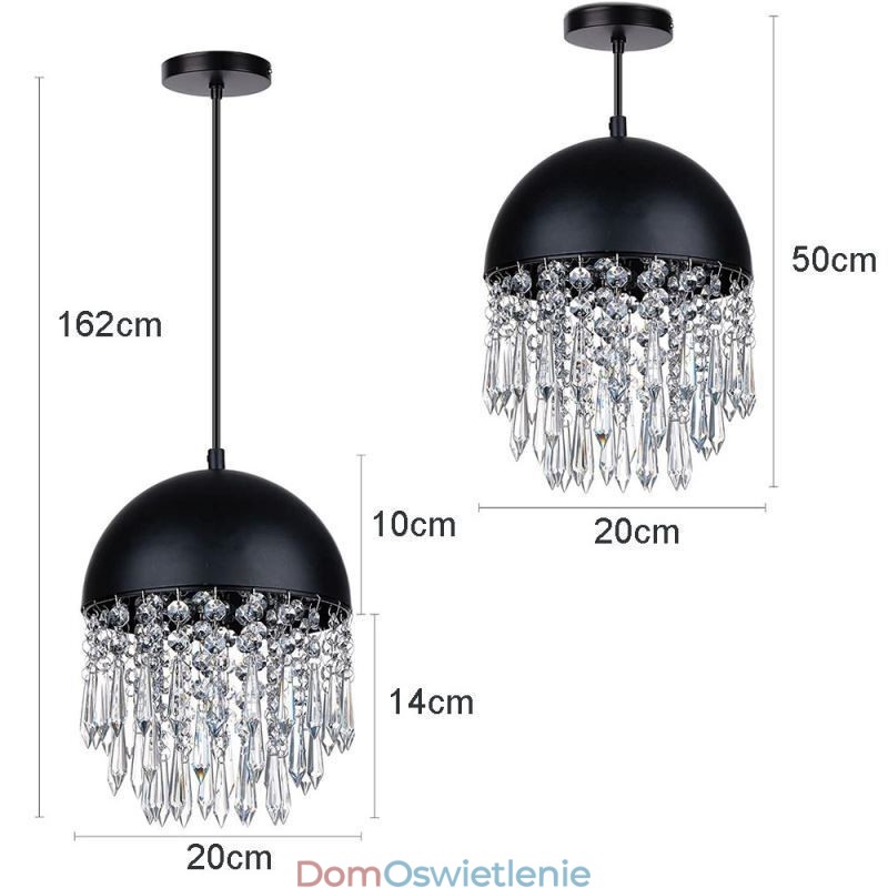 Kryształowy wisiorek Tassel lampa sufitowa czarny klosz do pokrywki garnka