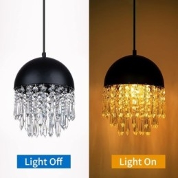 Kryształowy wisiorek Tassel lampa sufitowa czarny klosz do pokrywki garnka