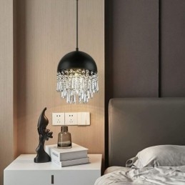 Kryształowy wisiorek Tassel lampa sufitowa czarny klosz do pokrywki garnka
