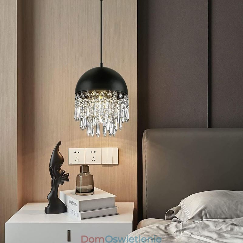 Kryształowy wisiorek Tassel lampa sufitowa czarny klosz do pokrywki garnka