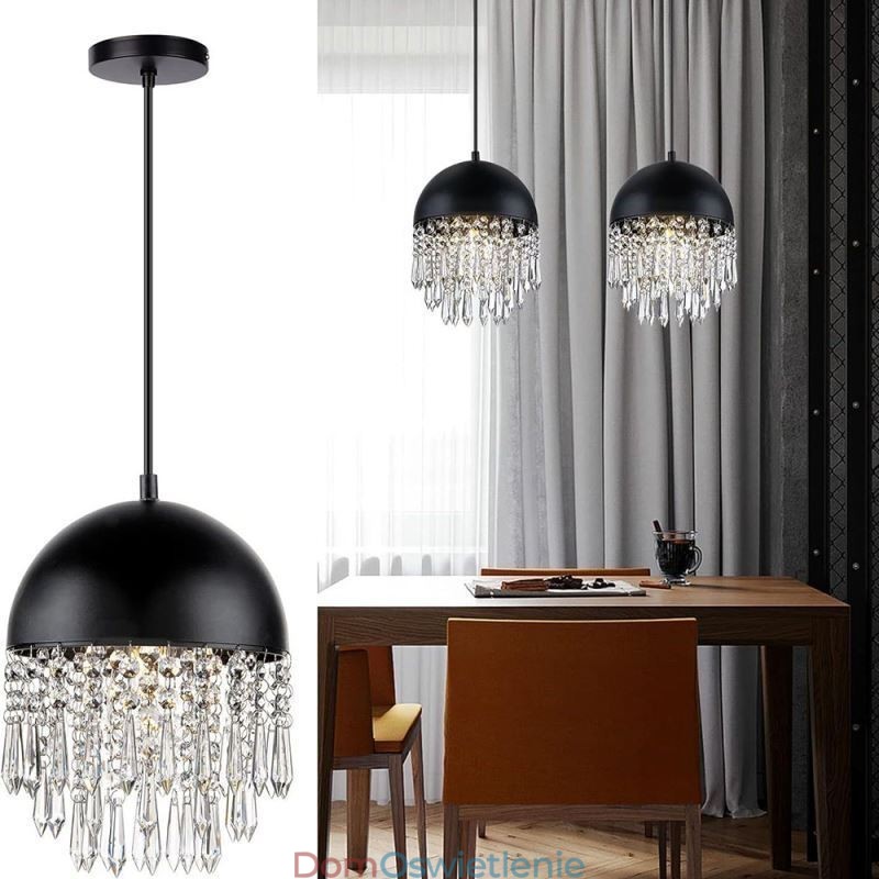 Kryształowy wisiorek Tassel lampa sufitowa czarny klosz do pokrywki garnka
