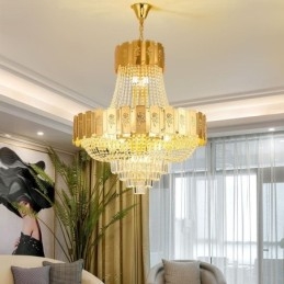 Złota kryształowa lampa wisząca Elegancka dekoracyjna lampa sufitowa