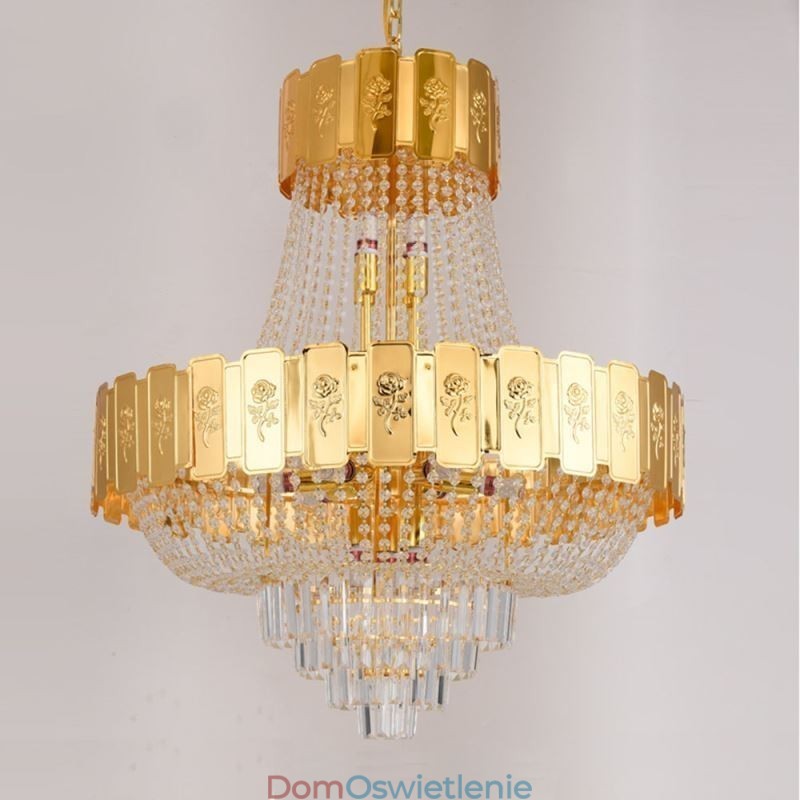Złota kryształowa lampa wisząca Elegancka dekoracyjna lampa sufitowa