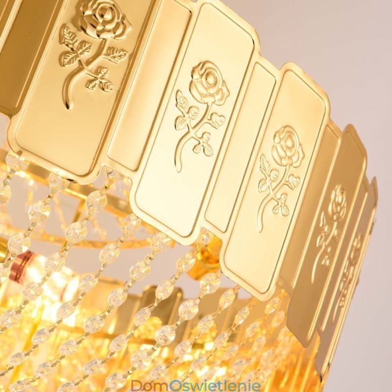 Złota kryształowa lampa wisząca Elegancka dekoracyjna lampa sufitowa