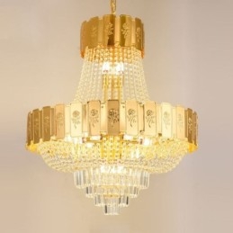 Złota kryształowa lampa wisząca Elegancka dekoracyjna lampa sufitowa