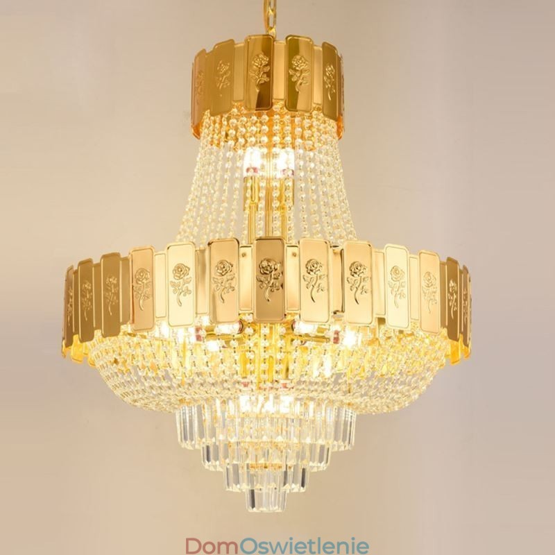 Złota kryształowa lampa wisząca Elegancka dekoracyjna lampa sufitowa