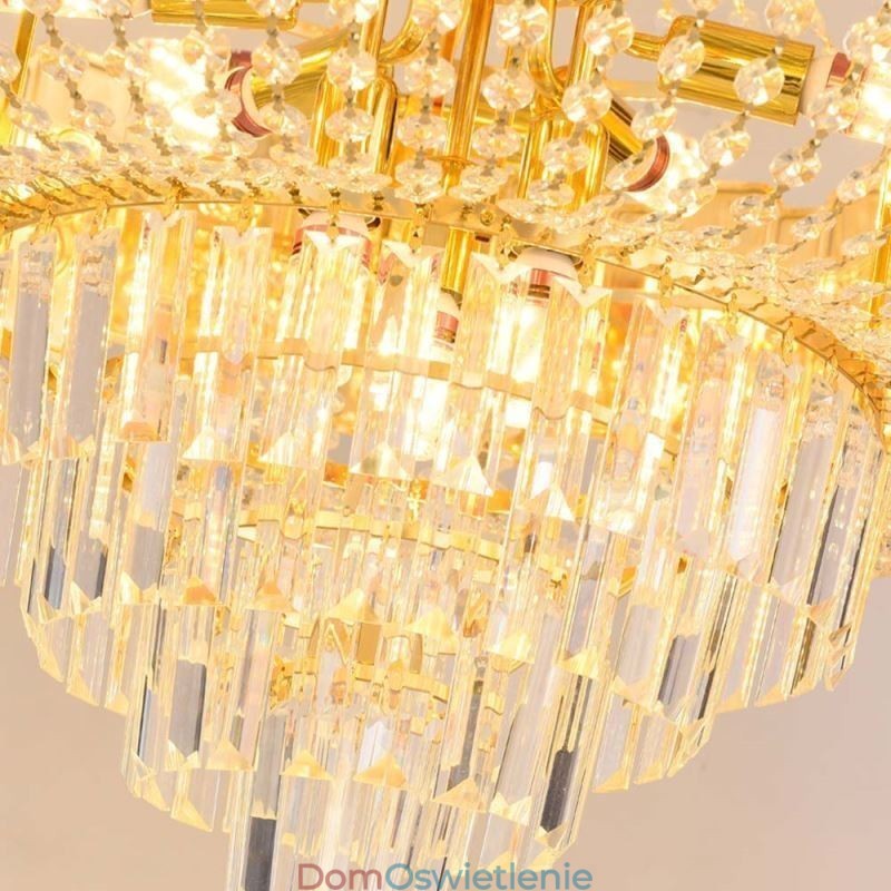 Złota kryształowa lampa wisząca Elegancka dekoracyjna lampa sufitowa