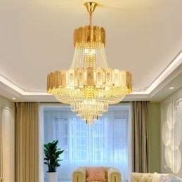Złota kryształowa lampa wisząca Elegancka dekoracyjna lampa sufitowa