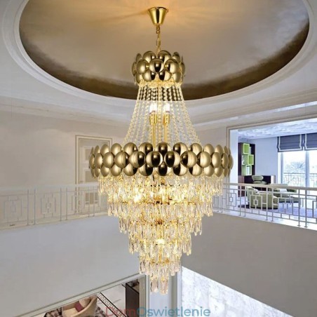 Kryształowa lampa wisząca Galwanizowane złoto Duplex luksusowa dekoracyjna lampa sufitowa 80 cm Kryształowa lampa wisząca Galwanizowane złoto Duplex luksusowa dekoracyjna lampa sufitowa 80 cm