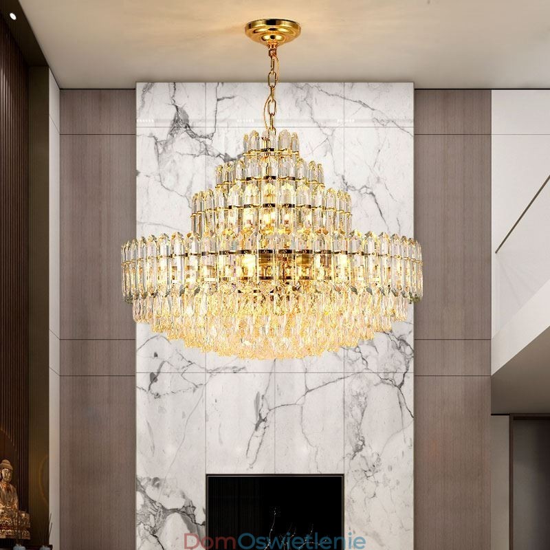 Kryształowa lampa wisząca, cztery warstwy, luksusowa, dekoracyjna lampa sufitowa, 80 cm