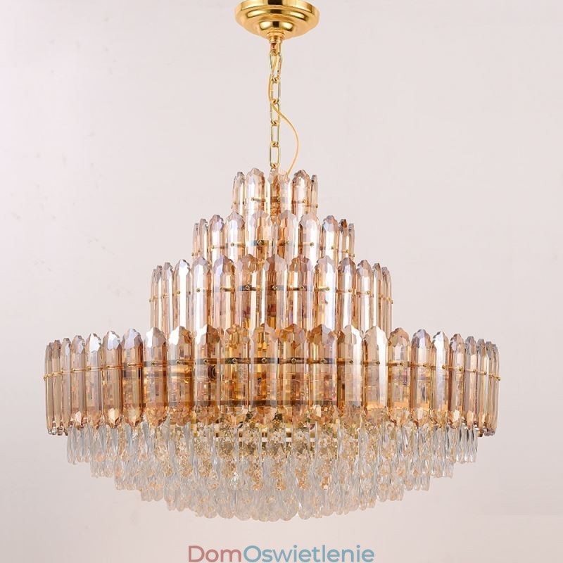 Kryształowa lampa wisząca, cztery warstwy, luksusowa, dekoracyjna lampa sufitowa, 80 cm