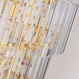 Złota kryształowa lampa wisząca, galwanizowany złoty klosz w kształcie ogona feniksa, lampa sufitowa