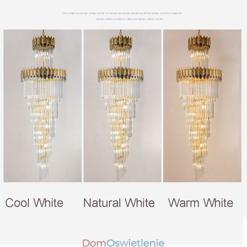 Złota kryształowa lampa wisząca, galwanizowany złoty klosz w kształcie ogona feniksa, lampa sufitowa