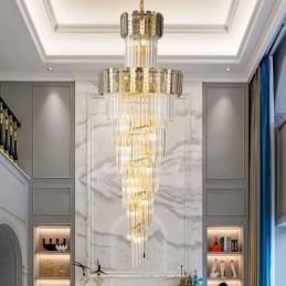 Złota kryształowa lampa wisząca luksusowa dekoracyjna lampa sufitowa 60*H180cm