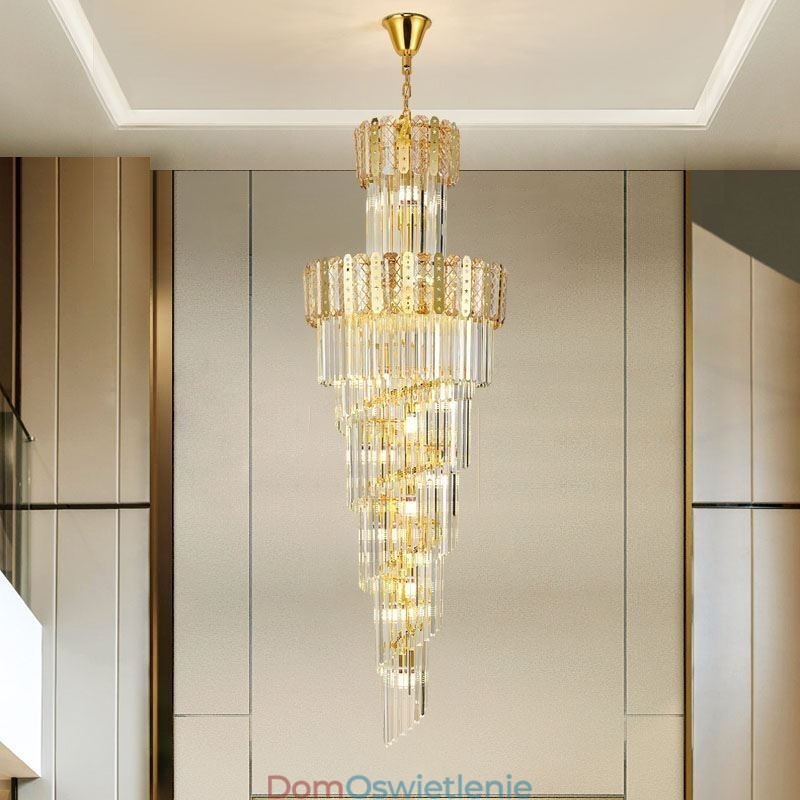 Złota kryształowa lampa wisząca luksusowa dekoracyjna lampa sufitowa 60*H180cm