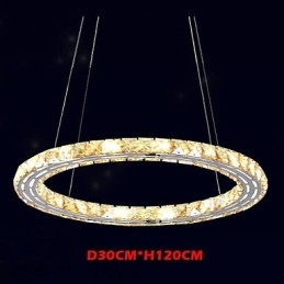 Kryształowe lampy wiszące Oświetlenie Lampy Nowoczesne Oprawy Amber K9 Kryształ Okrągły Pojedynczy Pierścień 30CM