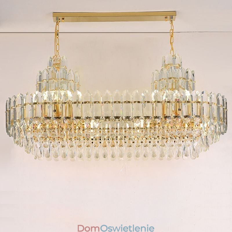 Kryształowa lampa wisząca prostokątna luksusowa dekoracyjna lampa sufitowa 100 cm