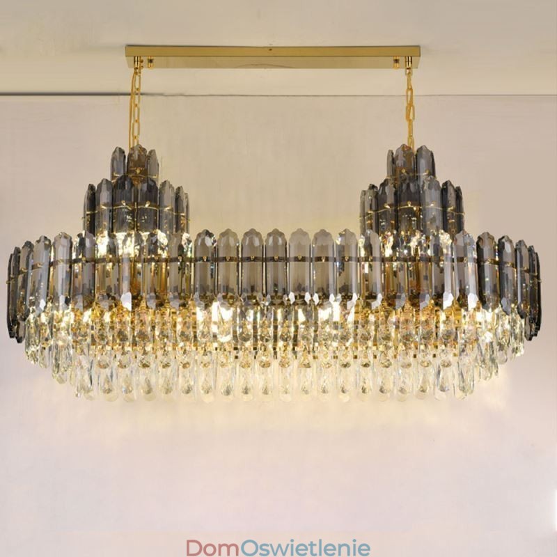 Kryształowa lampa wisząca prostokątna luksusowa dekoracyjna lampa sufitowa 100 cm