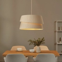 Wisząca lampa w stylu francuskim kremowym, abażur z podwójnej warstwy tkaniny, lampa sufitowa