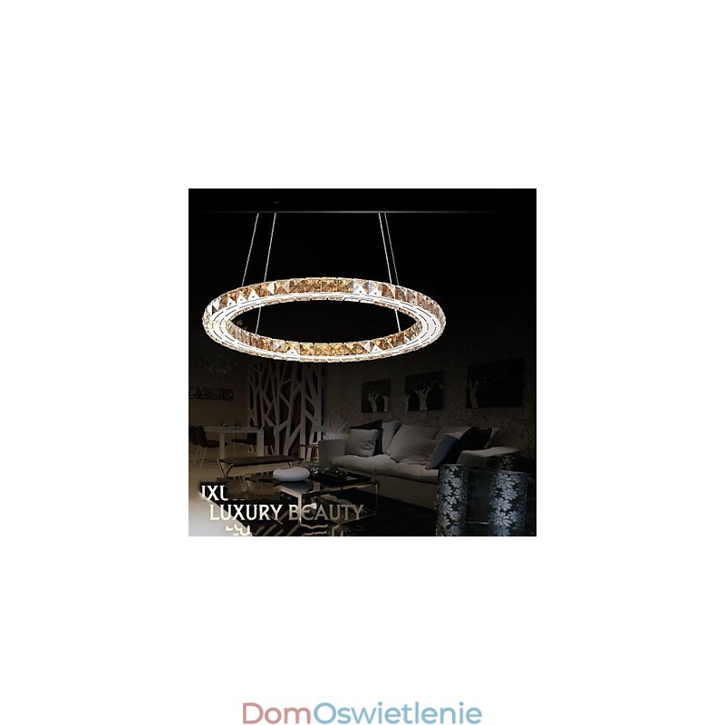 Kryształowe lampy wiszące Oświetlenie Lampy Nowoczesne Oprawy Amber K9 Kryształ Okrągły Pojedynczy Pierścień 30CM
