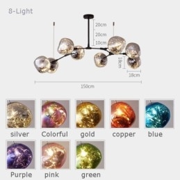 Nordic Lampa sufitowa Nowoczesny galwanizowany klosz witrażowy Lampa wisząca