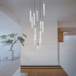 Wisząca lampa chromowana kryształowa kolumna klastra sufitowa