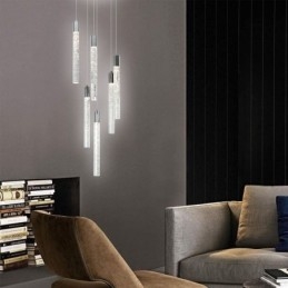 Wisząca lampa chromowana kryształowa kolumna klastra sufitowa