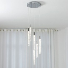 Wisząca lampa chromowana kryształowa kolumna klastra sufitowa