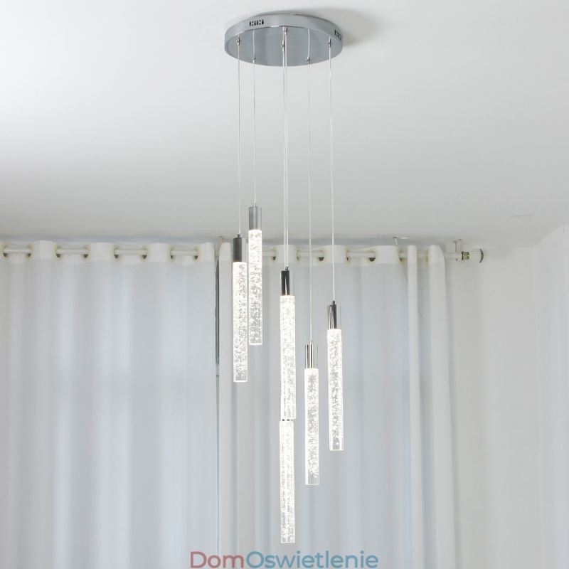 Wisząca lampa chromowana kryształowa kolumna klastra sufitowa