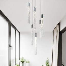 Wisząca lampa chromowana kryształowa kolumna klastra sufitowa