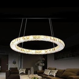 Kryształowe lampy wiszące Oświetlenie Lampy Nowoczesne Oprawy Amber K9 Kryształ Okrągły Pojedynczy Pierścień 30CM