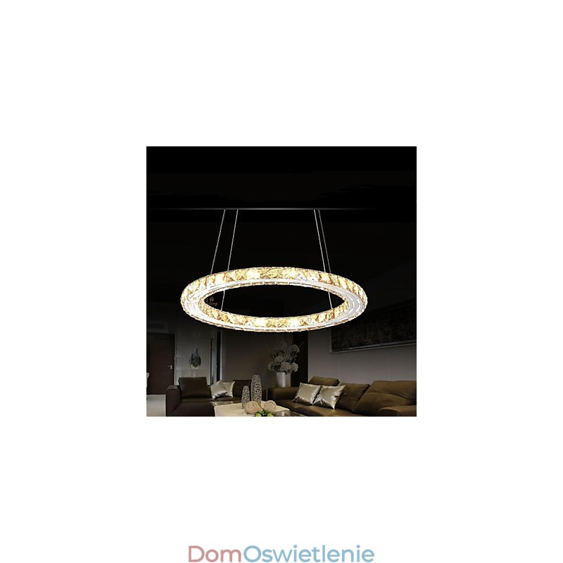 Kryształowe lampy wiszące Oświetlenie Lampy Nowoczesne Oprawy Amber K9 Kryształ Okrągły Pojedynczy Pierścień 30CM