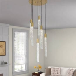 Wisząca lampa miedziana kryształowa kolumna klastra sufitowa