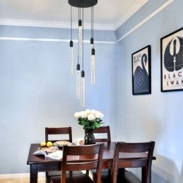 Wisząca lampa wisząca w kolorze czarnym, kryształowa kolumna, lampa sufitowa