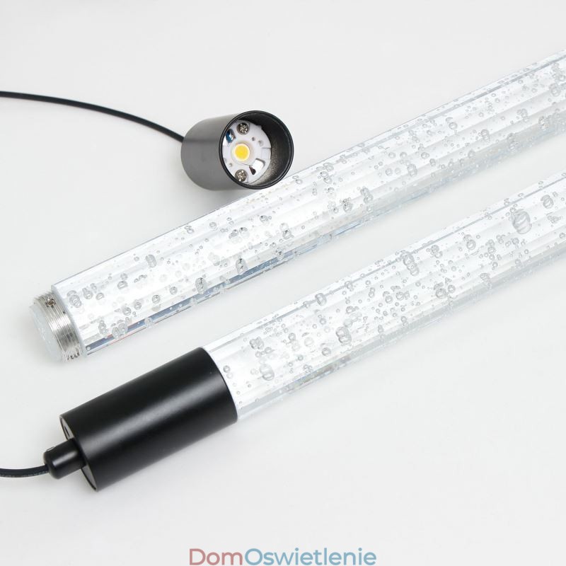 Wisząca lampa wisząca w kolorze czarnym, kryształowa kolumna, lampa sufitowa