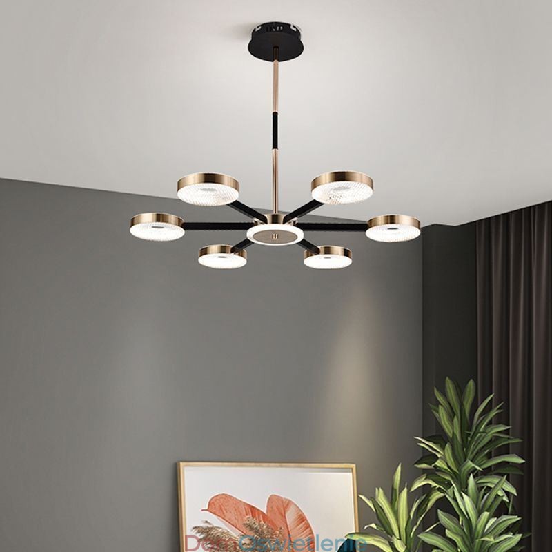 Wisząca lampa minimalistyczna, siedmiogłowy okrąg, lampa sufitowa