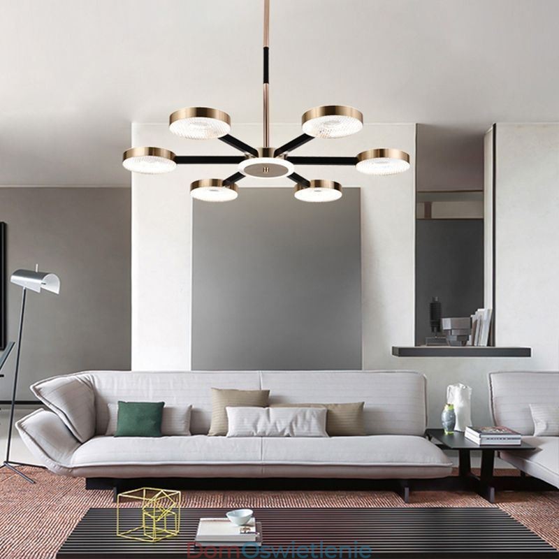 Wisząca lampa minimalistyczna, siedmiogłowy okrąg, lampa sufitowa