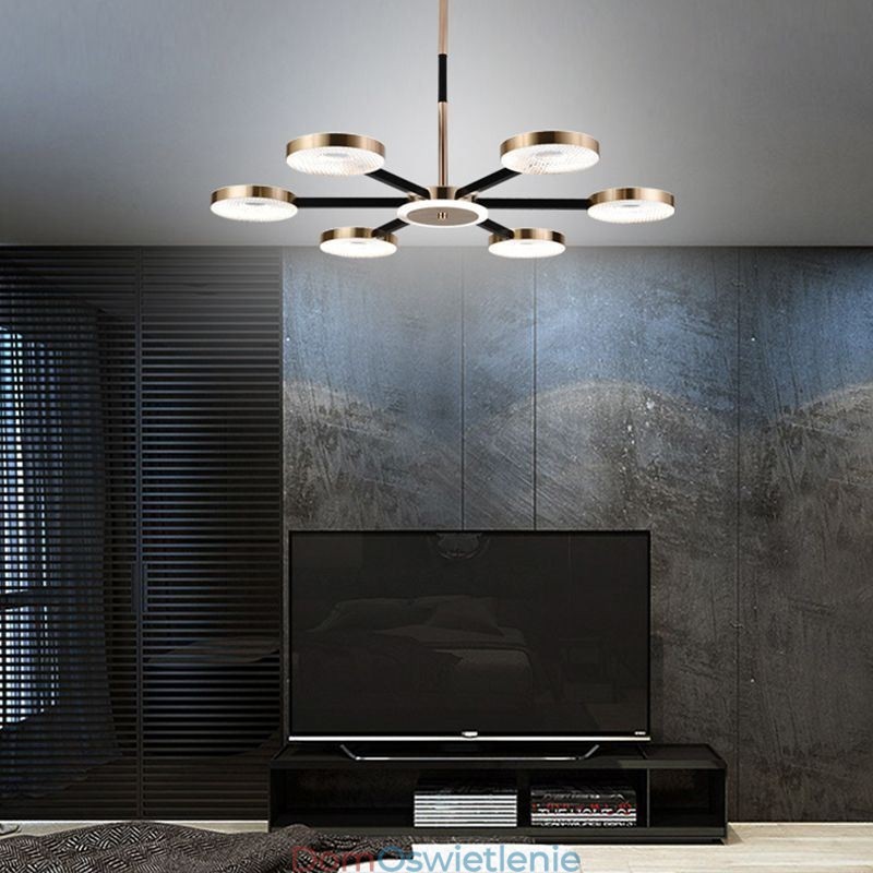 Wisząca lampa minimalistyczna, siedmiogłowy okrąg, lampa sufitowa