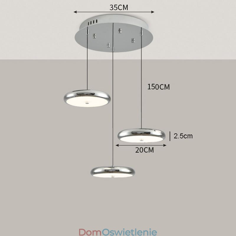 Lampa wisząca, lampa wisząca okrągła, trzygłowicowa