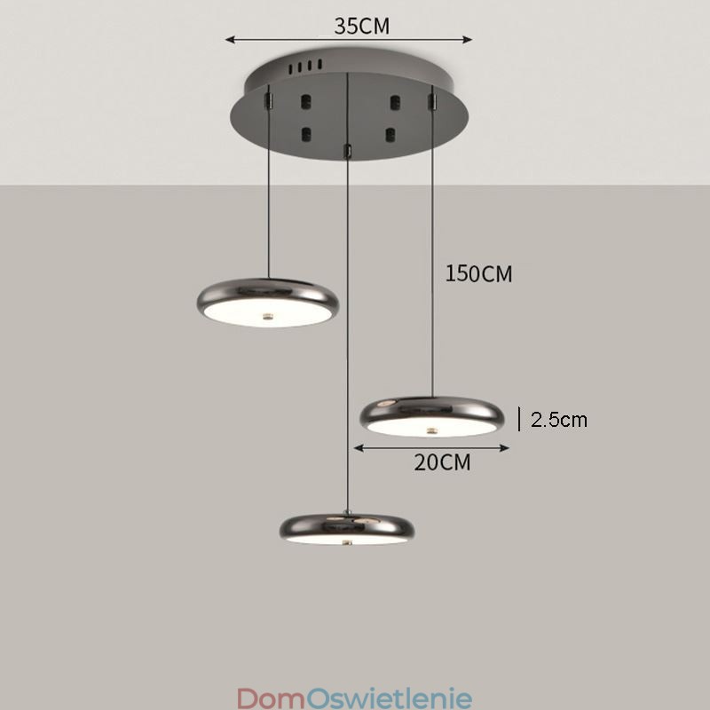 Lampa wisząca, lampa wisząca okrągła, trzygłowicowa