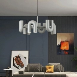 Wisząca lampa okrągła z kutego żelaza w kształcie litery U, sufitowa lampa 90 stopni obrotowy klosz